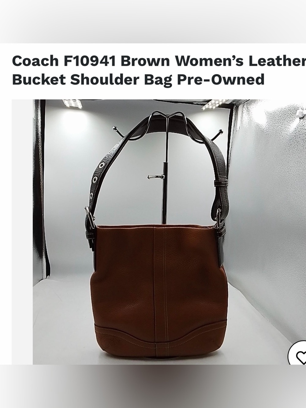 Coach Brown Leather Bucket Shoulder Bag with Dark Brown Strap